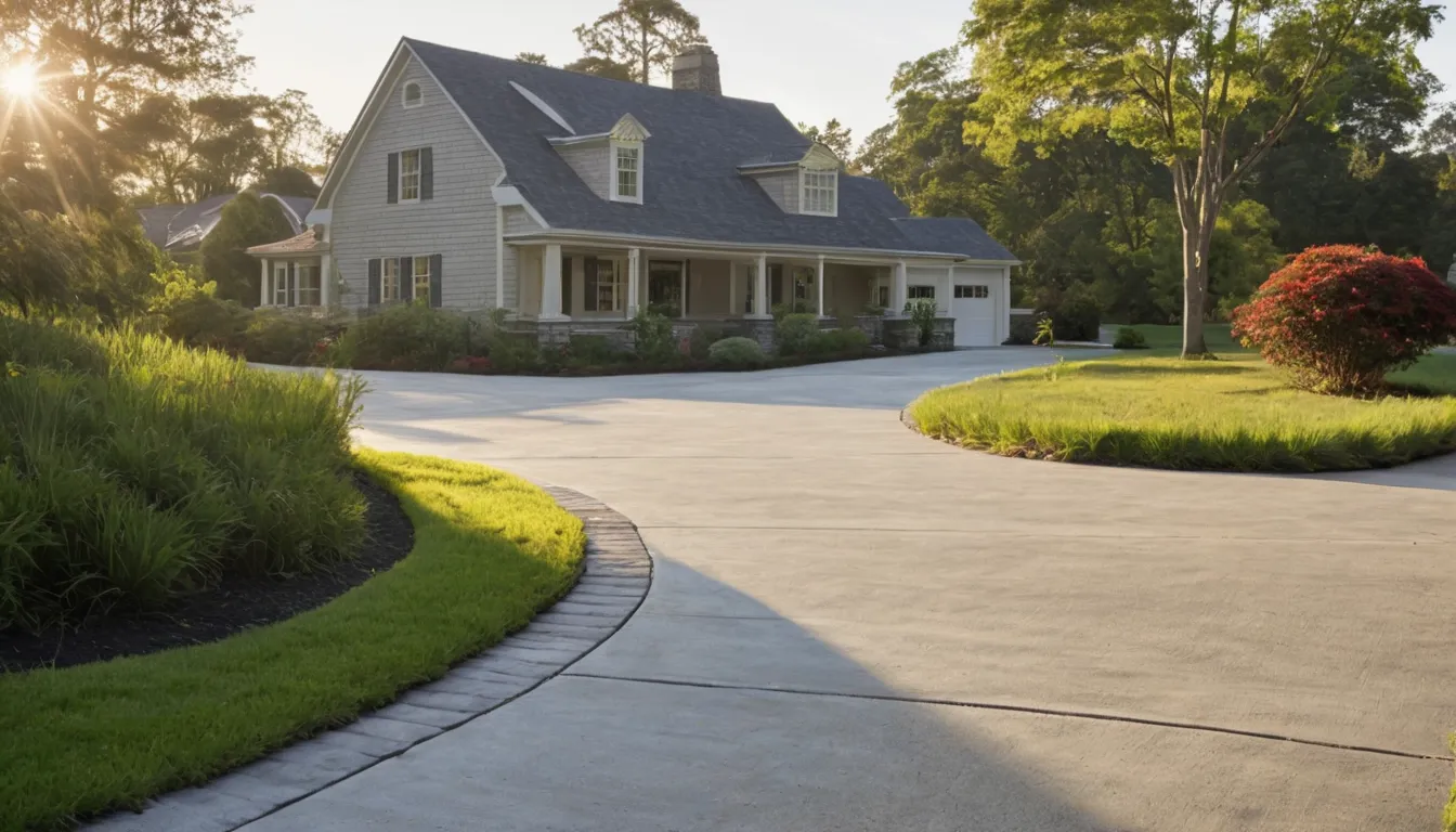A new concrete driveway beside a colonial home near Hampstead